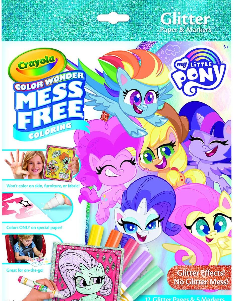 New My Little Pony Crayola Color Wonder Glitter Paper & Markers Set