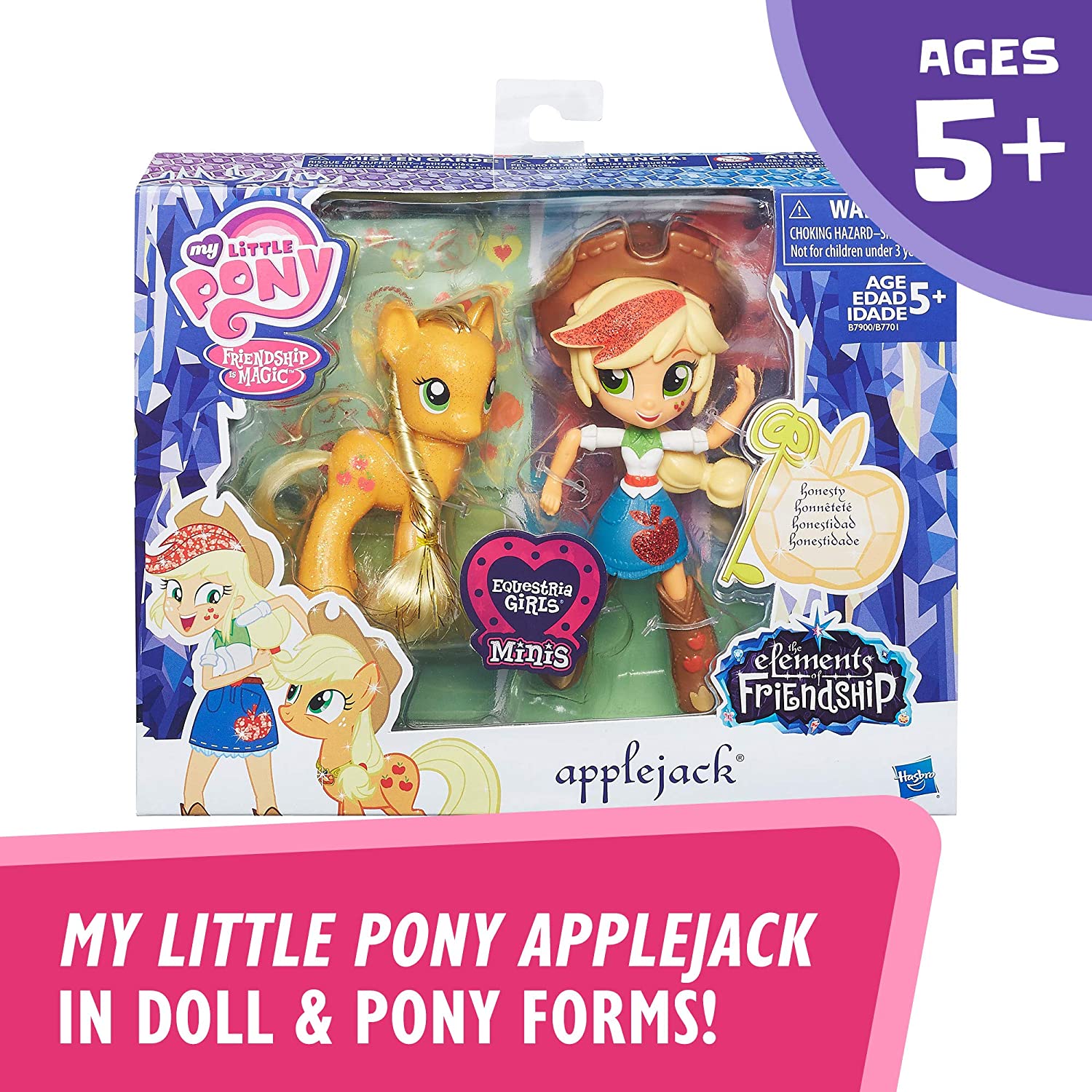 MLP Applejack Glitter Pony & Equestria Girls Doll Figure Set 1
