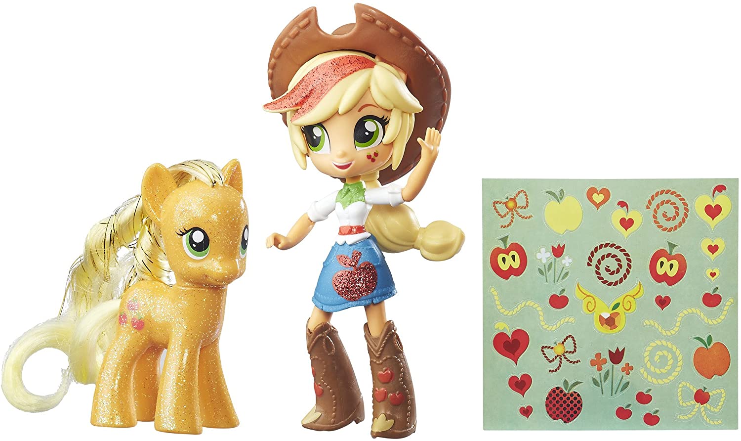MLP Applejack Glitter Pony & Equestria Girls Doll Figure Set 2