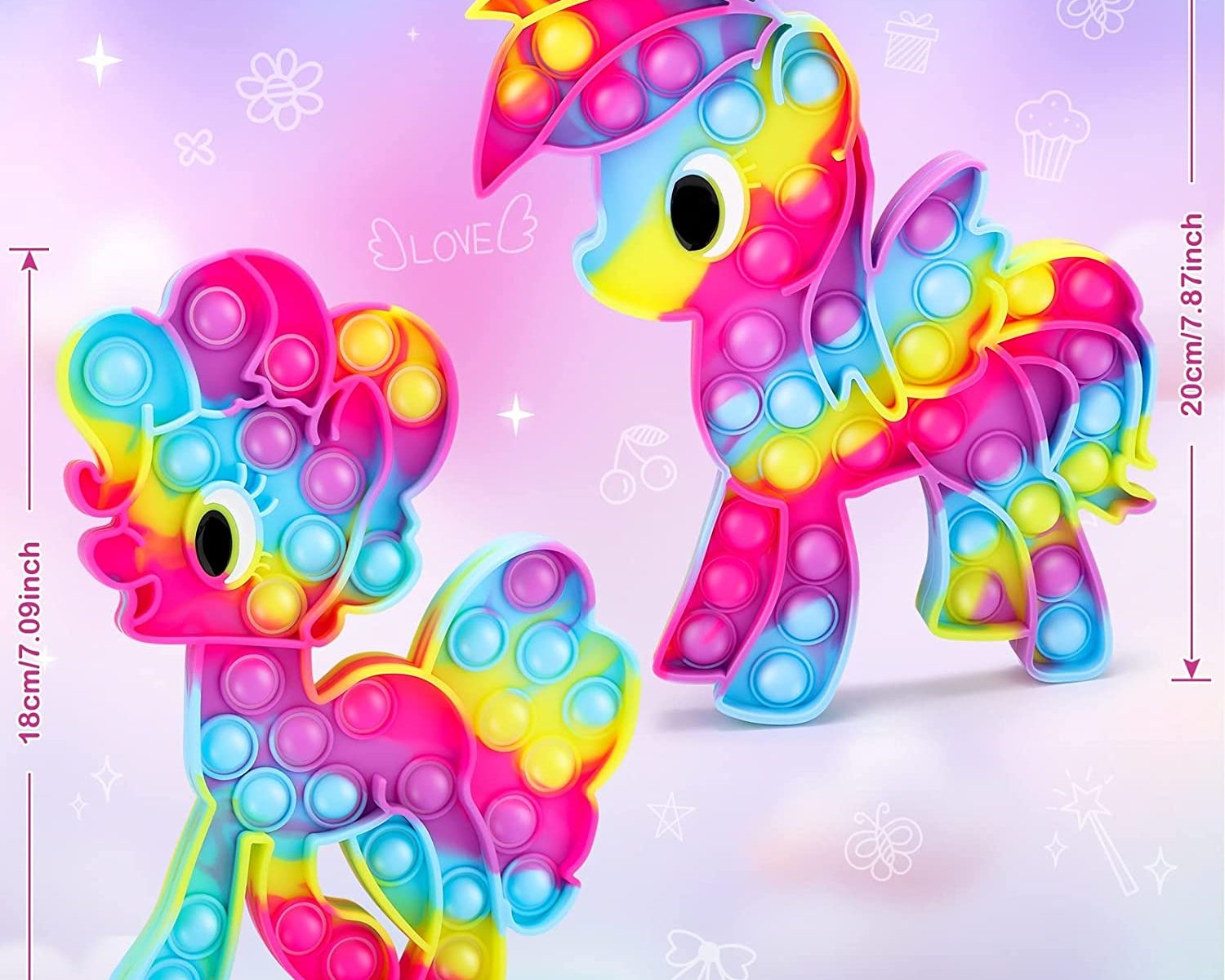 MLP Rainbow Dash and Pinkie Pie Procover Pop Popit It Fidget Toy Set 3