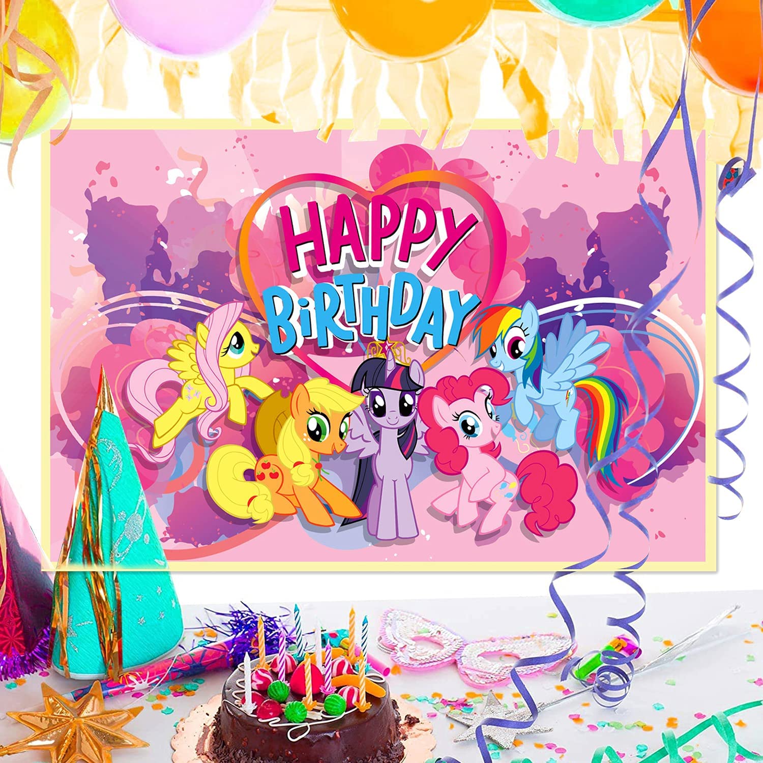 MLP Twilight and Friends Birthday Party Backdrop Wall Hanging Banner 2