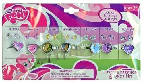 MLP Days of the Week Ring and Sticker Earring Set
