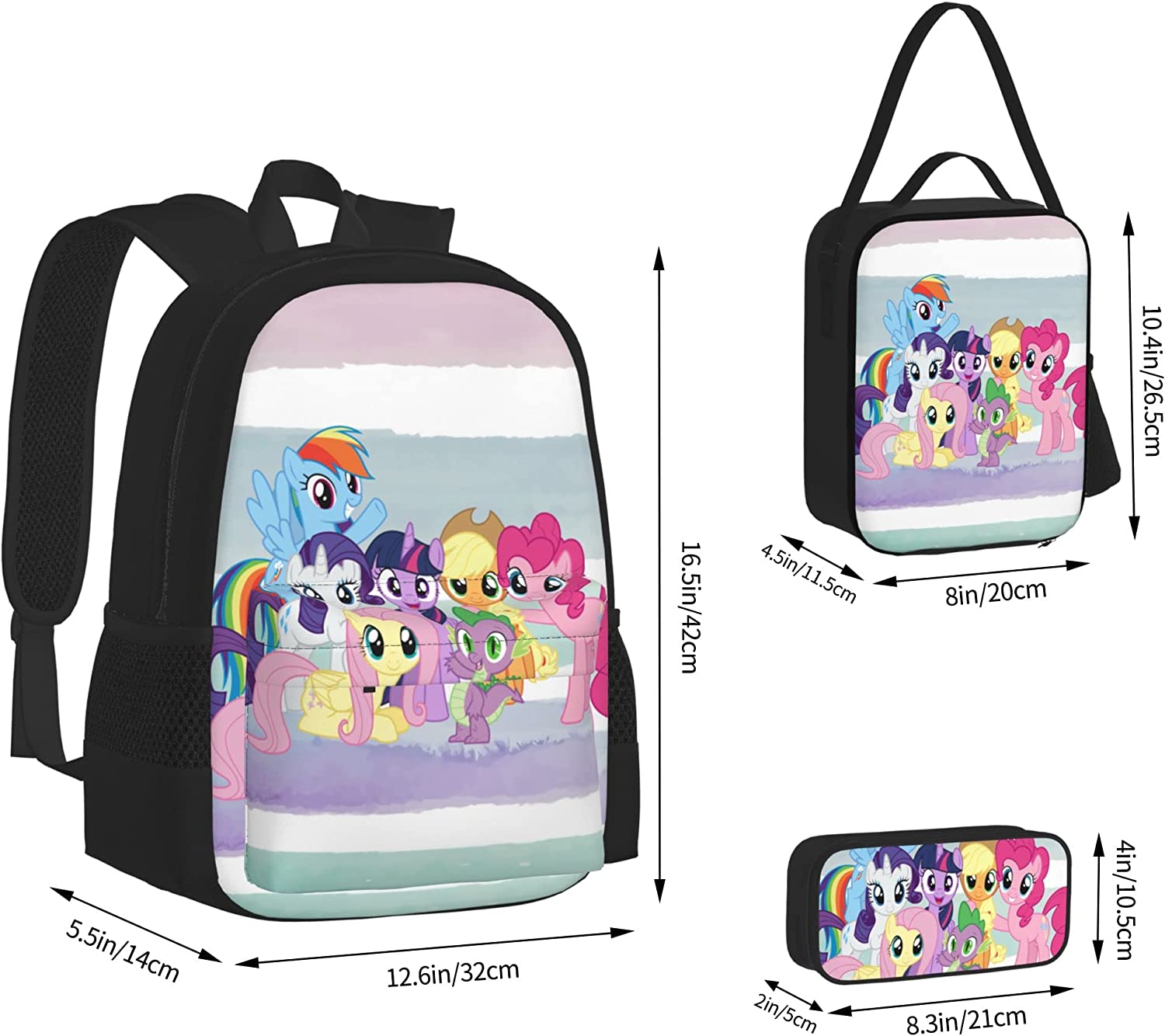 MLP Mane 6 and Spike Cartoon 3-Piece School Bag Set 2