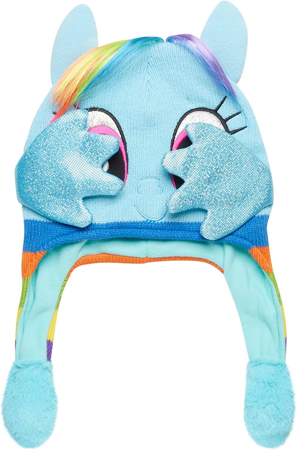 MLP Rainbow Dash Fleece Lined 3D Flip Beanie Winter Hat 2