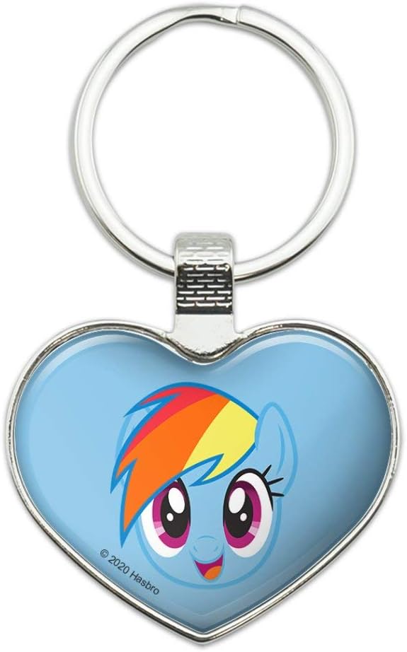 MLP Rainbow Dash Face Heart Love Metal Keychain Ring 1
