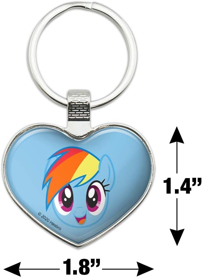 MLP Rainbow Dash Face Heart Love Metal Keychain Ring 2