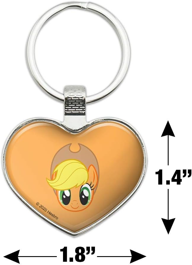 MLP Applejack Face Heart Love Metal Keychain Ring 2