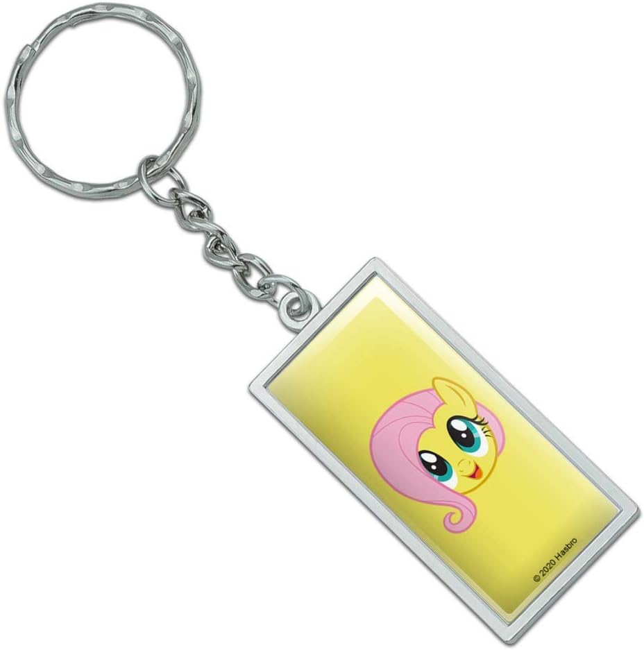 MLP Fluttershy Face Rectangle Chrome Plated Metal Keychain 1