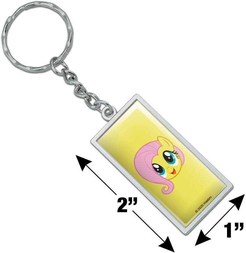 MLP Fluttershy Face Rectangle Chrome Plated Metal Keychain 3
