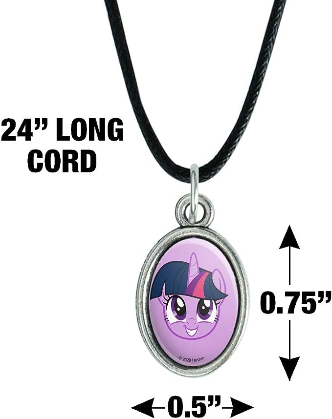 MLP Princess Twilight Sparkle Face Antiqued Oval Charm Pendant 2