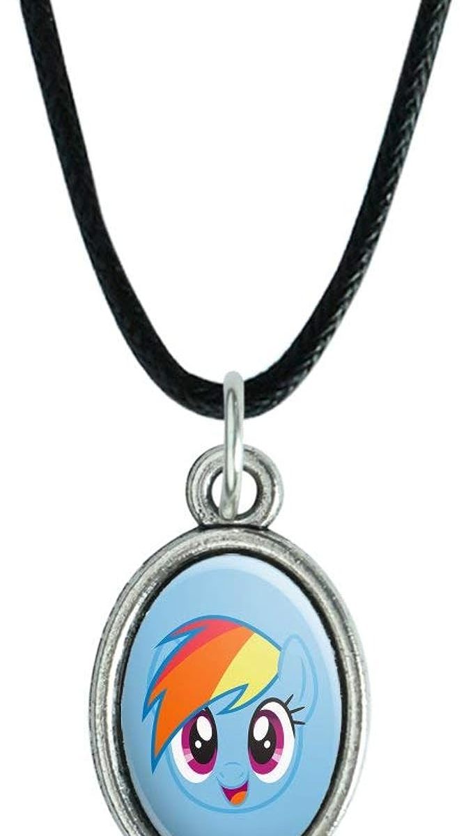 MLP Rainbow Dash Face Antiqued Oval Charm Pendant 1