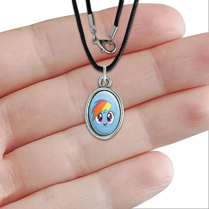 MLP Rainbow Dash Face Antiqued Oval Charm Pendant 3