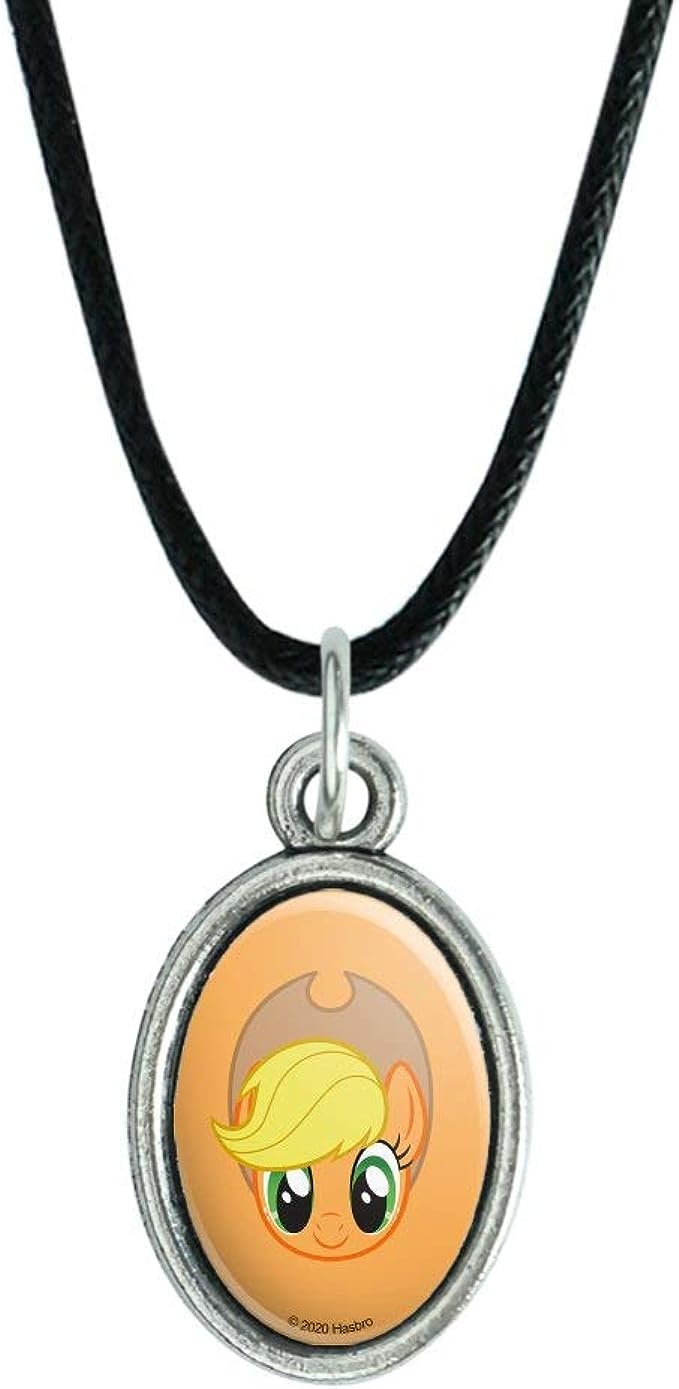 MLP Applejack Face Antiqued Oval Charm Pendant 1