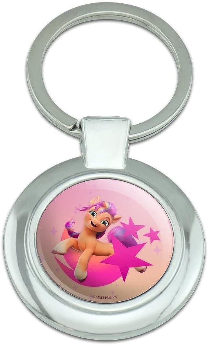 MLP: MYM Sunny Starscout Classy Round Chrome Plated Metal Keychain 1