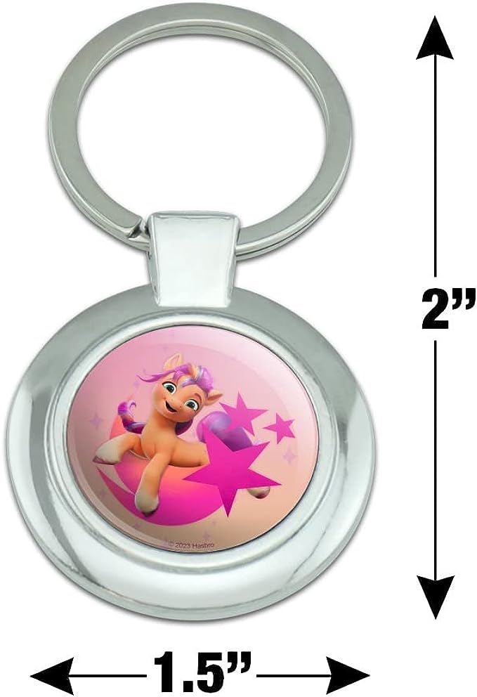 MLP: MYM Sunny Starscout Classy Round Chrome Plated Metal Keychain 3