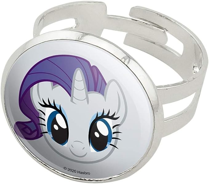 MLP Rarity Face Silver Plated Adjustable Novelty Ring 1