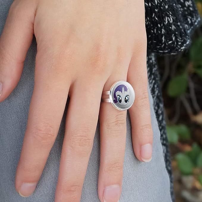 MLP Rarity Face Silver Plated Adjustable Novelty Ring 2