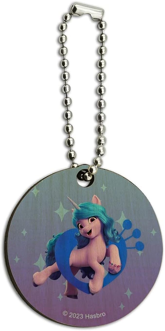 MLP: MYM Izzy Moonbow Wooden Round Keychain Ring 1