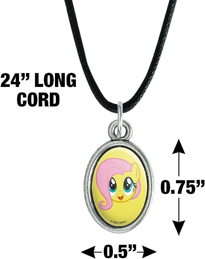 MLP Fluttershy Face Antiqued Oval Charm Pendant 2