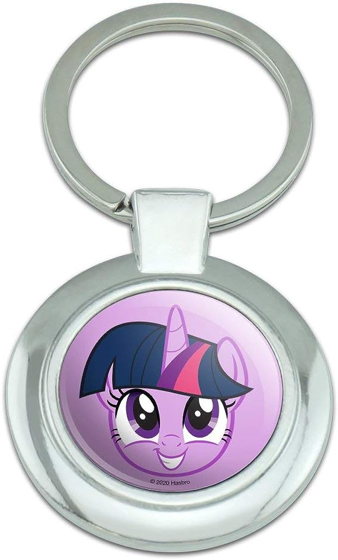 MLP Princess Twilight Sparkle Face Classy Round Chrome Plated Metal Keychain 1