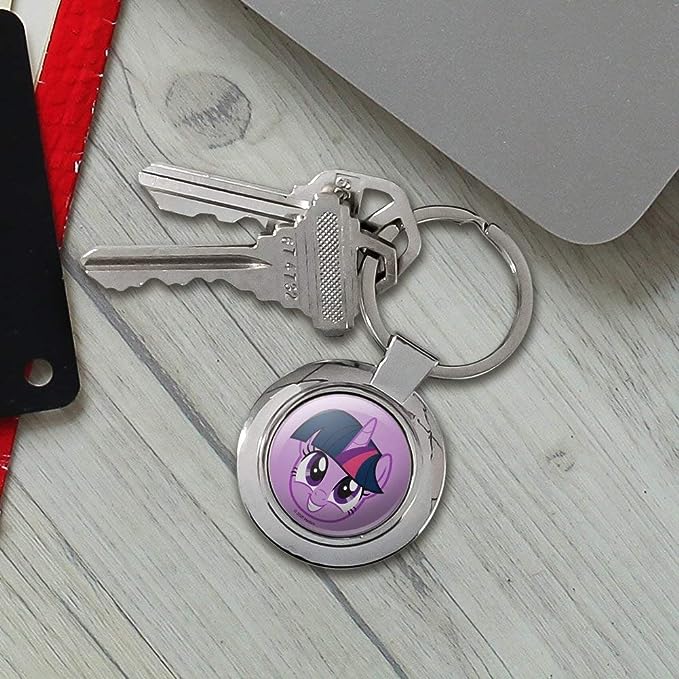 MLP Princess Twilight Sparkle Face Classy Round Chrome Plated Metal Keychain 3