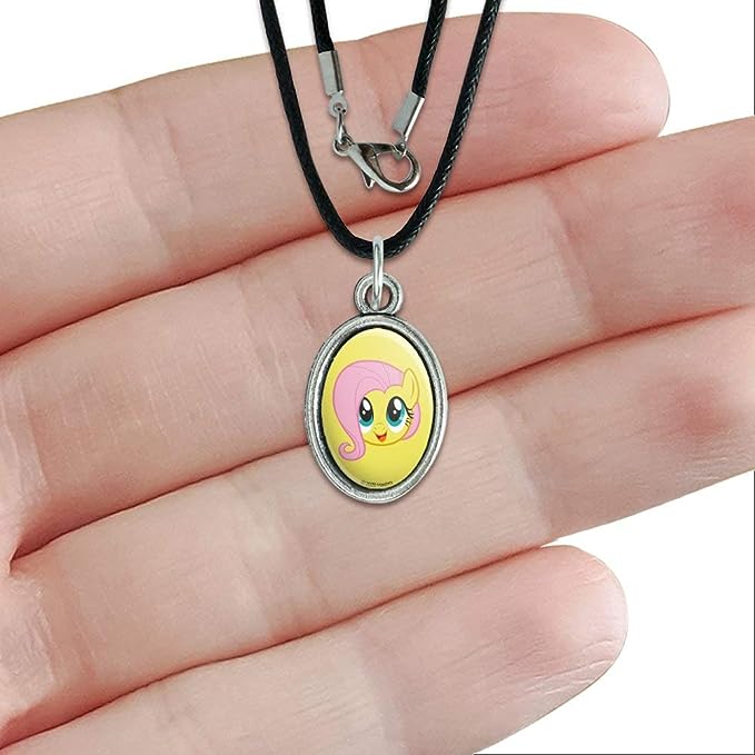 MLP Fluttershy Face Antiqued Oval Charm Pendant 3