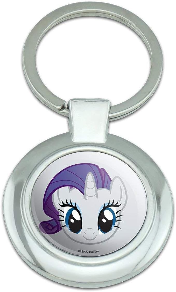 MLP Rarity Face Classy Round Chrome Plated Metal Keychain 1