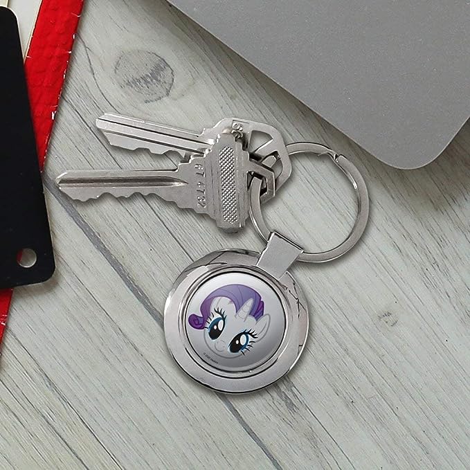 MLP Rarity Face Classy Round Chrome Plated Metal Keychain 3