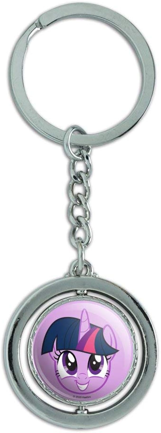 MLP Princess Twilight Sparkle Face Spinning Round Chrome Plated Metal Keychain 1