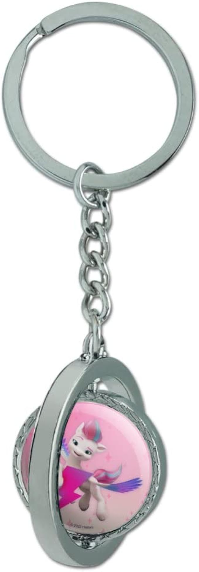 MLP: MYM Zipp Storm Spinning Round Chrome Plated Metal Keychain 2