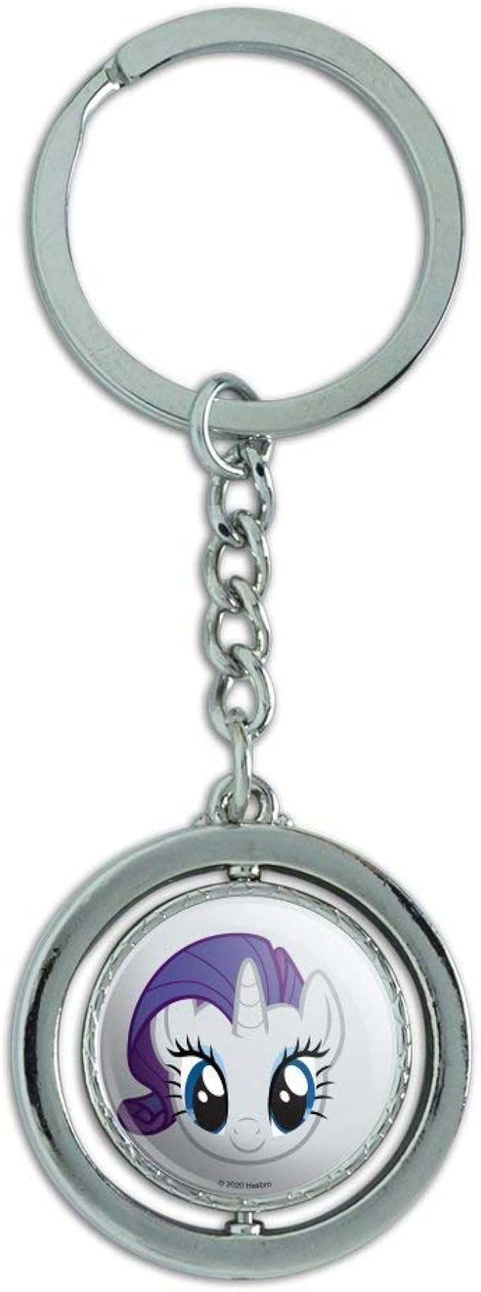 MLP Rarity Face Spinning Round Chrome Plated Metal Keychain 1