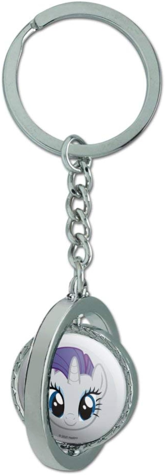 MLP Rarity Face Spinning Round Chrome Plated Metal Keychain 2