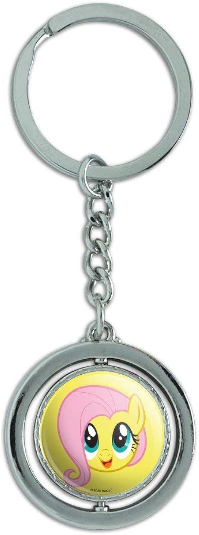 MLP Fluttershy Face Spinning Round Chrome Plated Metal Keychain 1