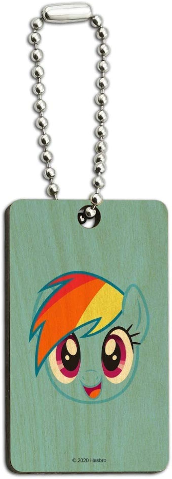 MLP Rainbow Dash Face Wooden Rectangle Keychain 1