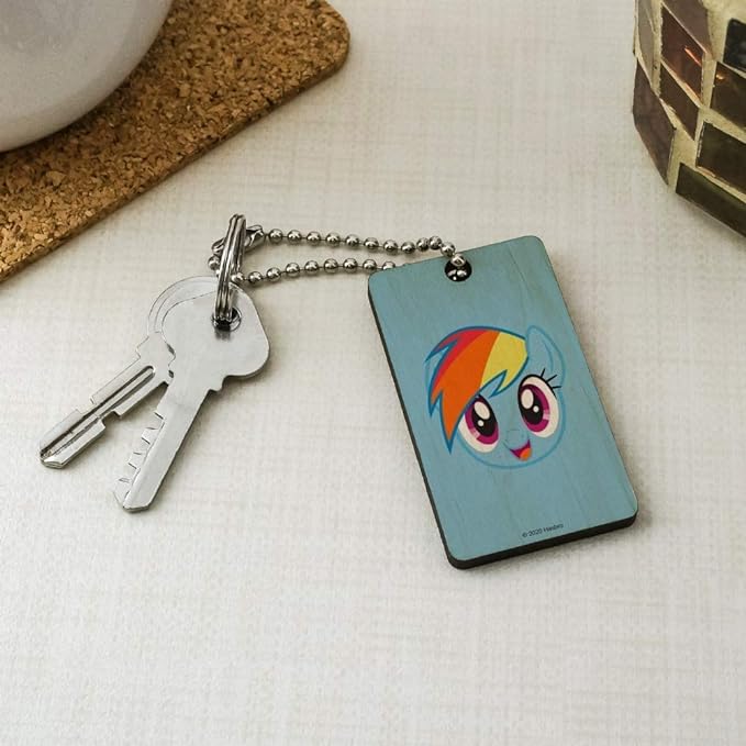 MLP Rainbow Dash Face Wooden Rectangle Keychain 3