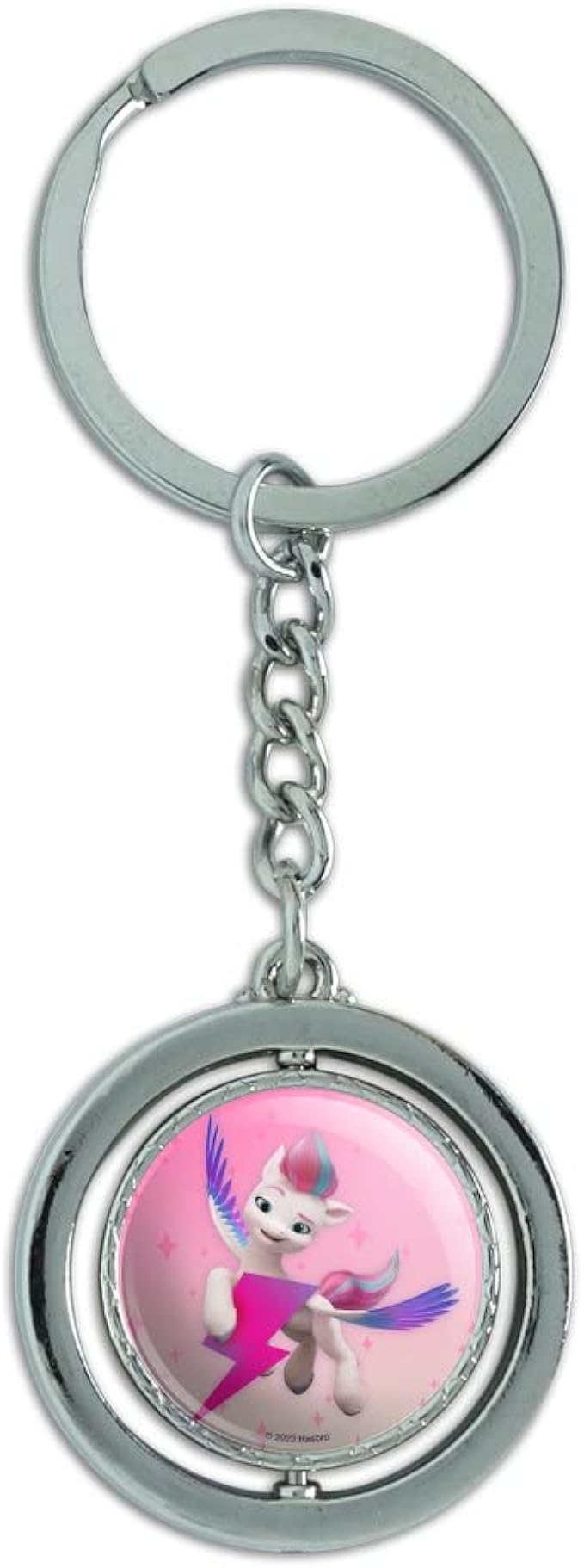 MLP: MYM Zipp Storm Spinning Round Chrome Plated Metal Keychain 1