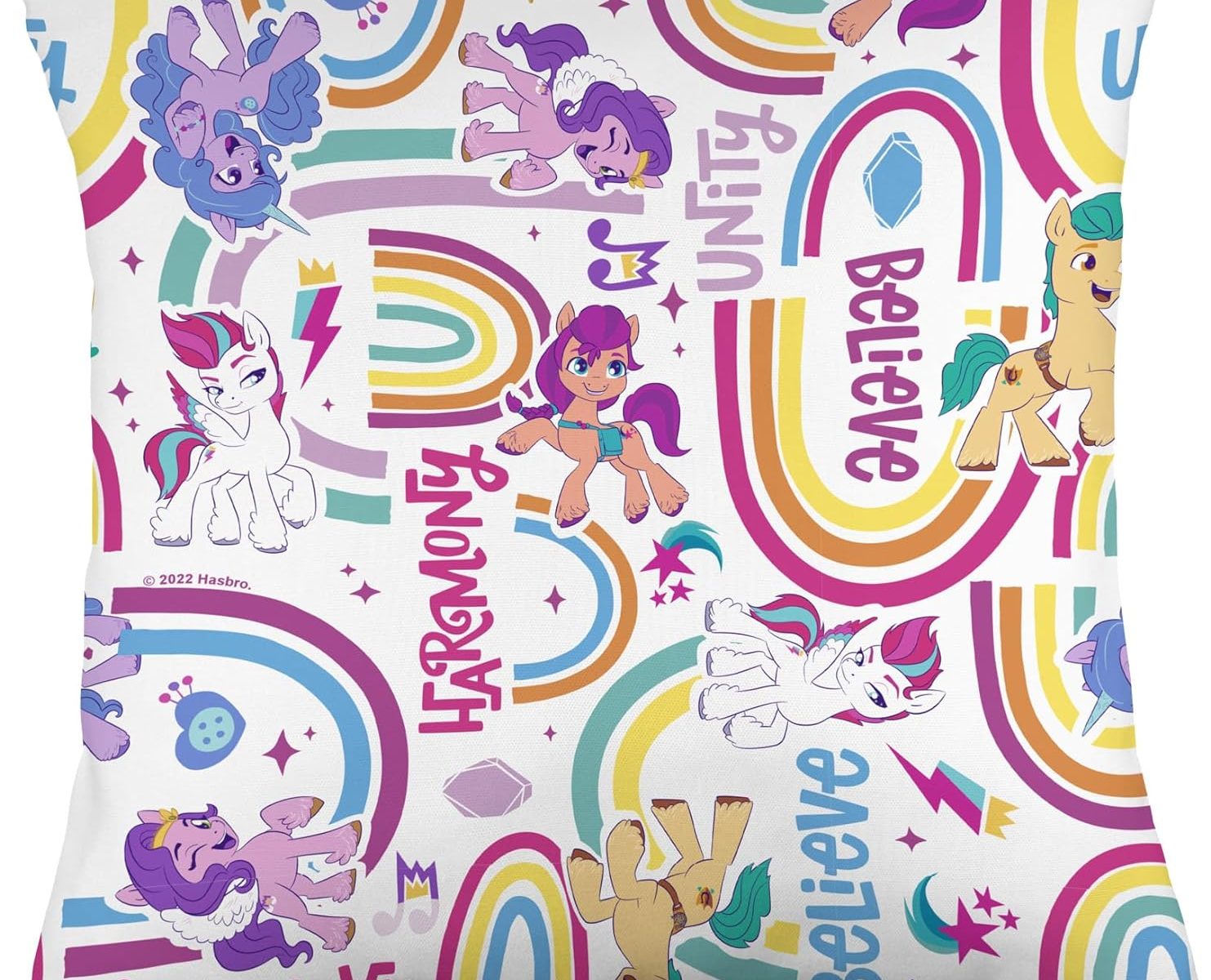 MLP: ANG Ponies & Rainbows Pattern 18x18 Throw Pillow 1