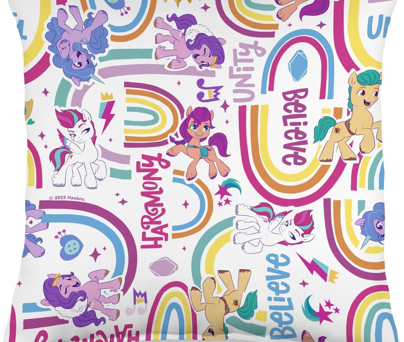 MLP: ANG Ponies & Rainbows Pattern 16x16 Throw Pillow 1