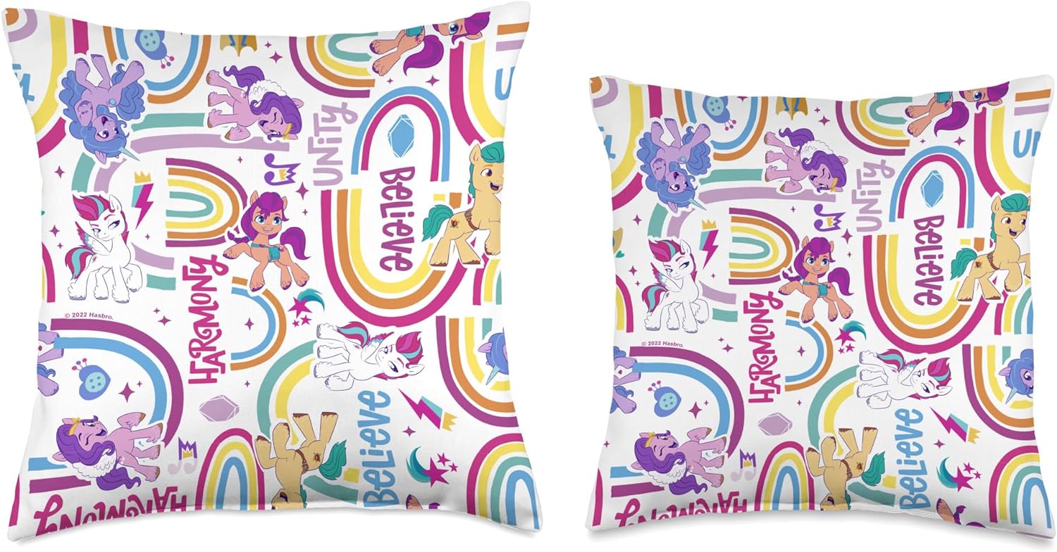 MLP: ANG Ponies & Rainbows Pattern 16x16 Throw Pillow 3