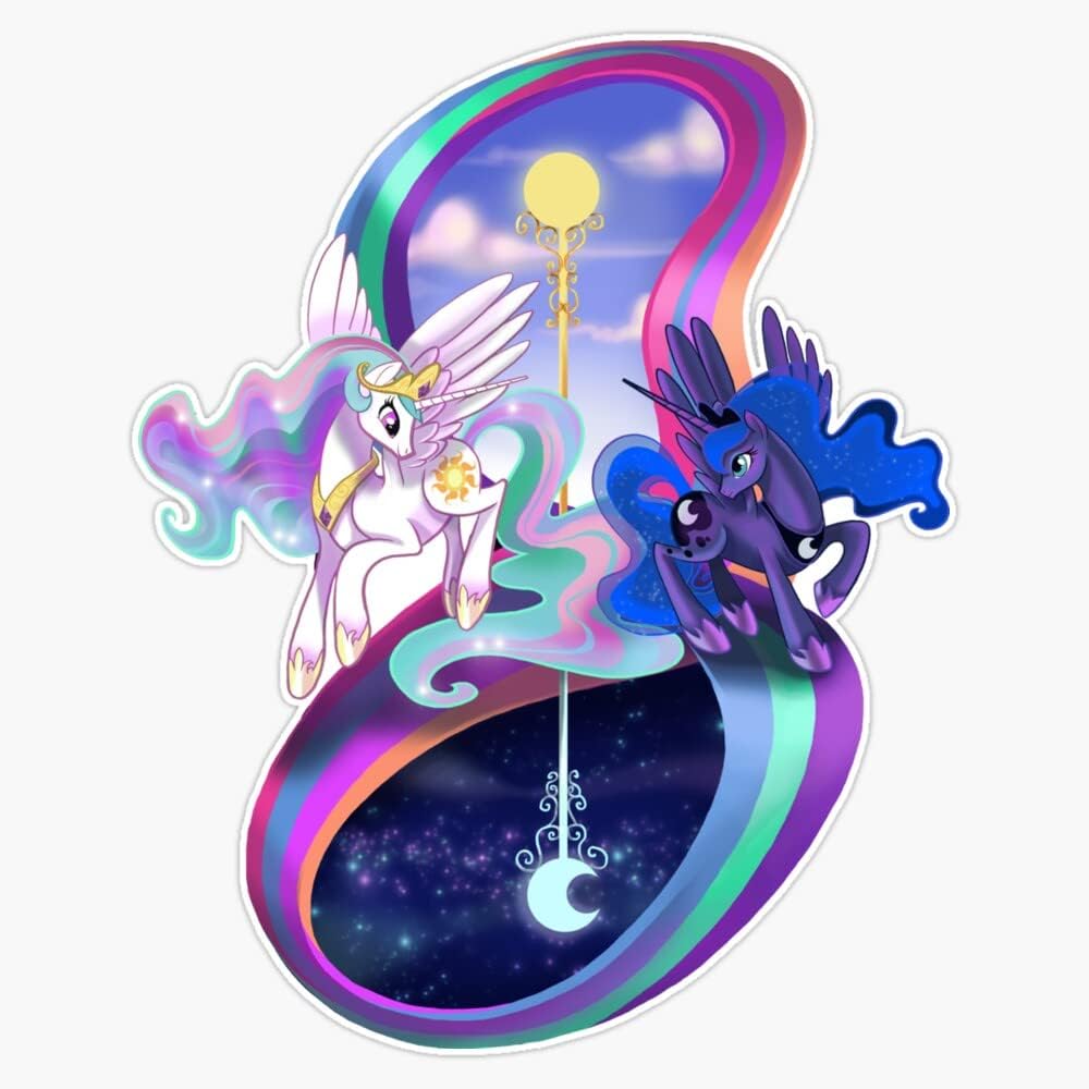 MLP Princess Celestia and Princess Luna Sun and Moon Vinyl Decal Bumper Sticker