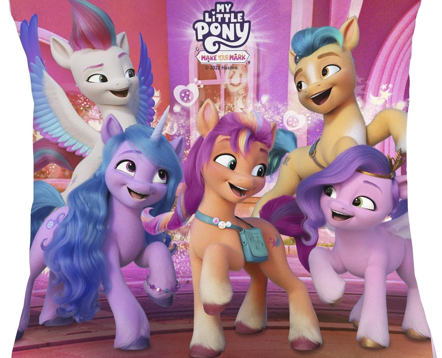 MLP: ANG Sunny and Friends Group Shot Throw Pillow 1