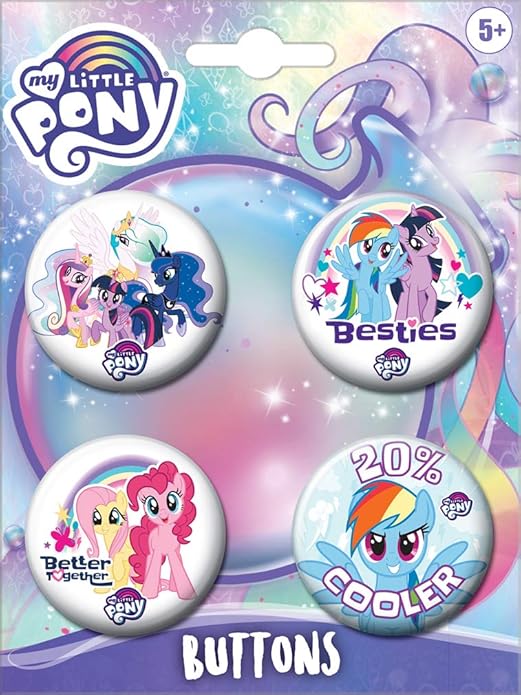 MLP Character Officially Licensed Collectible Buttons 4-Pack Set 1