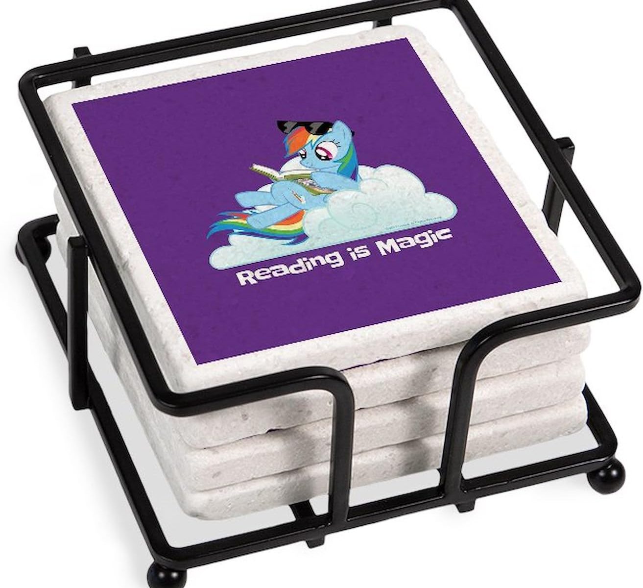 MLP Reading Is Magic Tumbled Stone Coasters 4-Pack Set 1