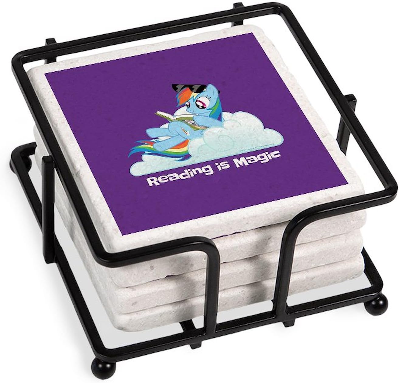 MLP Reading Is Magic Tumbled Stone Coasters 4-Pack Set 1