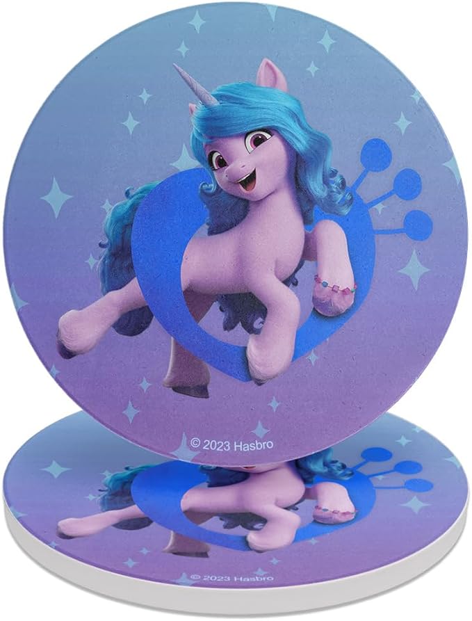 MLP: MYM Izzy Moonbow Round Ceramic Drink Coasters 2-Pack Set 1