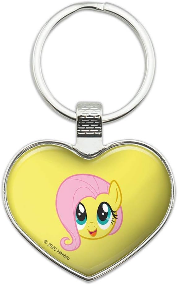 MLP Fluttershy Face Heart Love Metal Keychain Ring 1