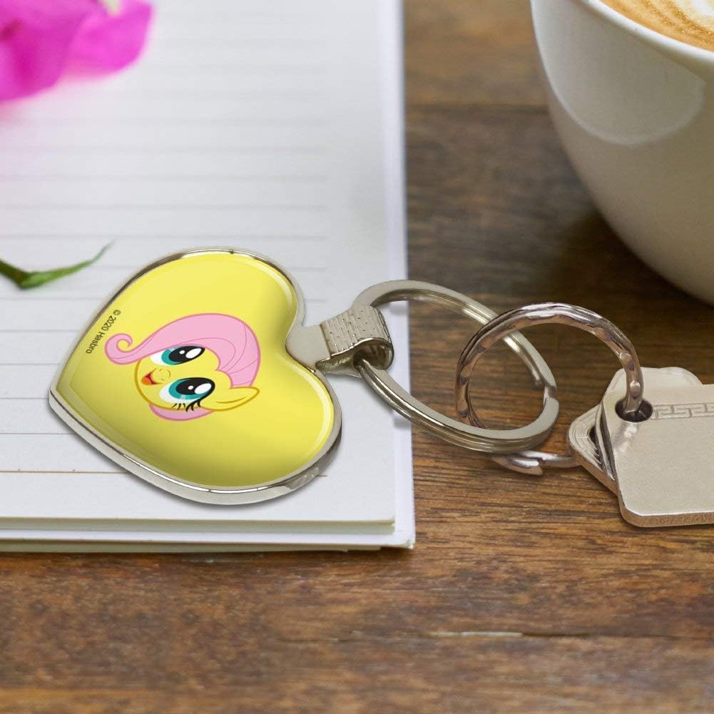 MLP Fluttershy Face Heart Love Metal Keychain Ring 2